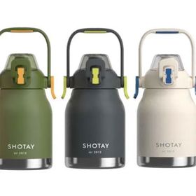 Shotay 1000 ml Yeşil Phone Holder Matara Çelik Termos