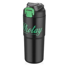 Shotay 750 ml Siyah Kulplu Hem Pipetli Hem Pipetsiz Kullanıma Uygun Paslanmaz Çelik Termos