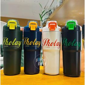 Shotay 750 ml Siyah Kulplu Hem Pipetli Hem Pipetsiz Kullanıma Uygun Paslanmaz Çelik Termos