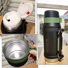 Shotay Camper 1600 ml Siyah Çelik Termos
