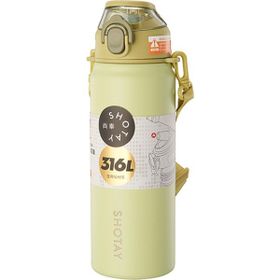 Shotay SHT-ST-8228-1 750 ml Şeffaf Kapaklı Açık Yeşil Matara Çelik Termos
