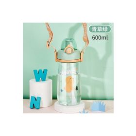 Shotay ST-7006 Yeşil 600 ml Tritan Pipetli Askılı Köpek Desenli Matara