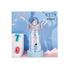 Shotay ST-7006 Yeşil 600 ml Tritan Pipetli Askılı Köpek Desenli Matara