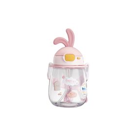 Shotay ST-7008 Pembe 600 ml Kulaklı Tritan Pipetli Askılı Matara