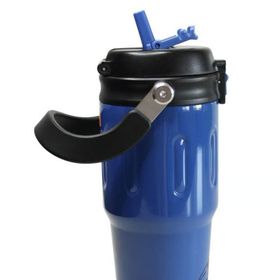Shotay ST-8166 Çift Kullanım Pipetli Rahat İçim Mavi 650 ml Çelik Termos