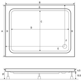 Shower Dikdörtgen Panelli 80x140 cm Duş Teknesi