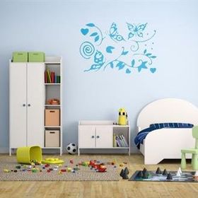 Sia 48x33x0.5 cm Mavi Kelebekli Şeffaf Filmli PVC Duvar Stickerı