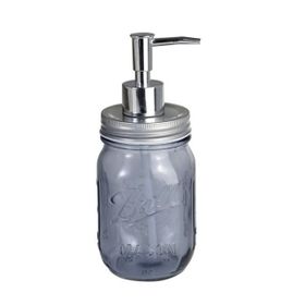 Sia Çiçek Desenli Koyu Mavi 8x8x10 cm 420 ml Cam Sıvı Sabunluk