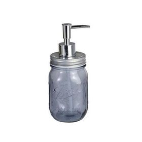 Sia Çiçek Desenli Koyu Mavi 8x8x10 cm 420 ml Cam Sıvı Sabunluk