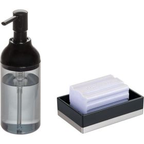 Sia Siyah Model Sıvı Sabunluk ve Sabunluk 2'li Banyo Seti