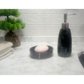 Sia Siyah Taşlı Sıvı Sabunluk ve Sabunluk 2'li Banyo Seti