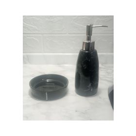 Sia Siyah Taşlı Sıvı Sabunluk ve Sabunluk 2'li Banyo Seti