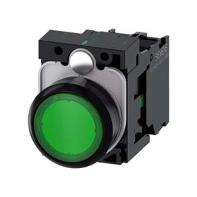 Siemens 3SU1102-0AB40-1BA0 24 AC DC 1No Komple Işıklı Yay Dönüşlü Plastik Yeşil Ledli Buton