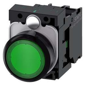 Siemens 3SU1102-0AB40-1BA0 24 AC DC 1No Komple Işıklı Yay Dönüşlü Plastik Yeşil Ledli Buton