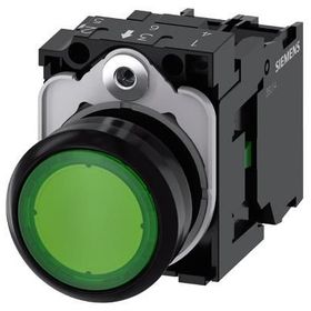 Siemens 3SU1102-0AB40-1BA0 24 AC DC 1No Komple Işıklı Yay Dönüşlü Plastik Yeşil Ledli Buton