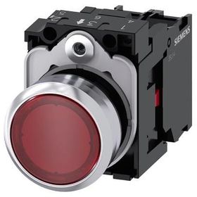 Siemens 3SU1152-0AB20-1CA0 24 AC DC 1NC Komple Işıklı Yay Dönüşlü Metal Kırmızı Ledli Buton