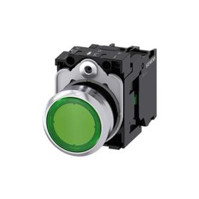 Siemens 3SU1152-0AB40-1BA0 24 AC DC 1No Komple Işıklı Yay Dönüşlü Metal Yeşil Ledli Buton