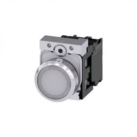 Siemens 3SU1152-0AB60-1BA0 24 AC DC 1No Komple Işıklı Yay Dönüşlü Metal Beyaz Ledli Buton
