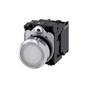 Siemens 3SU1152-0AB60-1BA0 24 AC DC 1No Komple Işıklı Yay Dönüşlü Metal Beyaz Ledli Buton