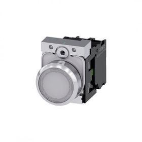 Siemens 3SU1152-0AB60-1BA0 24 AC DC 1No Komple Işıklı Yay Dönüşlü Metal Beyaz Ledli Buton