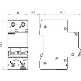 Siemens 5SL6202-7 6kA 2x2A NC Otomatik Sigorta