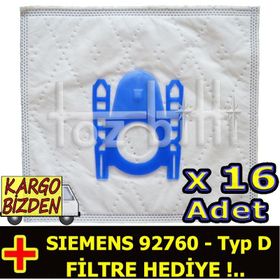 Siemens 92760 Typ D Toz 16 Adet Süpürge Torbası
