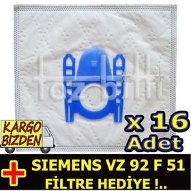 Siemens VZ 92 F 51 Toz 16 Adet Süpürge Torbası