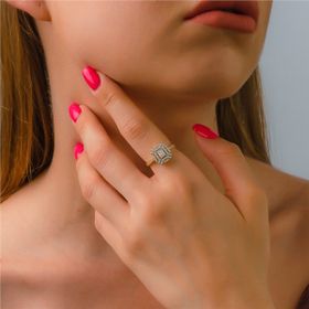 Siena 14 Ayar Baget Taşlı Yeşil Altın Yüzük