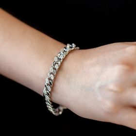 Siena 14 Ayar Taşlı Beyaz Altın Zincir Bileklik