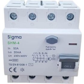 Sigma 4X50A 30MA 5'li Kaçak Akım Rölesi