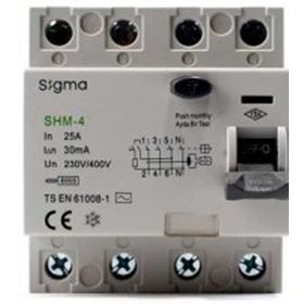 Sigma SHM 4P 30mA 25A 6kA Kaçak Akım Koruma Rölesi