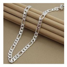 Şık İtalyan Tasarımlı 925 Ayar 5 mm 60 cm Gümüş Figaro Zincir Kolye