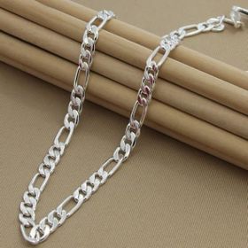 Şık İtalyan Tasarımlı 925 Ayar 5 mm 60 cm Gümüş Figaro Zincir Kolye