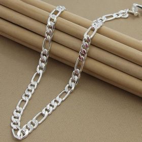 Şık İtalyan Tasarımlı 925 Ayar 5 mm 60 cm Gümüş Figaro Zincir Kolye