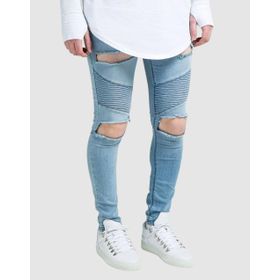 Siksilk Extreme Biker Mavi Erkek Kot Pantolon