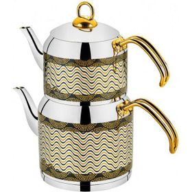 Sıla 3.5 L Siyah Dekorlu Gold Çaydanlık Takımı