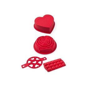 Silicolife SET010 Sevgiliye Özel Kalp ve Gül Desenli Kek Pasta Kalıbı