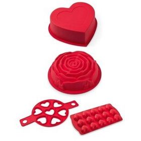 Silicolife SET010 Sevgiliye Özel Kalp ve Gül Desenli Kek Pasta Kalıbı