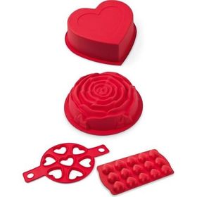 Silicolife SET010 Sevgiliye Özel Kalp ve Gül Desenli Kek Pasta Kalıbı