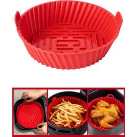 Silicolife SL099 20x5 cm Kırmızı Yanmaz Yapışmaz Airfryer Silikon Pişirme Kabı