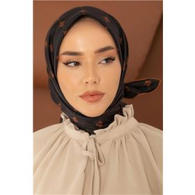 Silk Home 11392-24 Siyah-Taba Desenli Sura İpek Eşarp