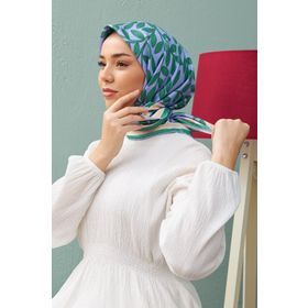Silk Home 11397-25 Bebe Mavisi Yaprak Desenli Sura İpek Eşarp