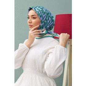 Silk Home 11397-25 Bebe Mavisi Yaprak Desenli Sura İpek Eşarp