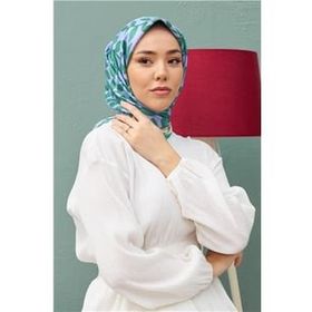 Silk Home 11397-25 Bebe Mavisi Yaprak Desenli Sura İpek Eşarp