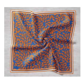 Silk Home 11397-36 Mavi Turuncu Yaprak Desenli Sura İpek Eşarp