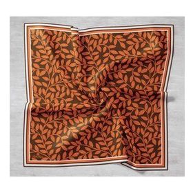 Silk Home 11397-48 Turuncu Yaprak Desenli Tivil İpek Eşarp
