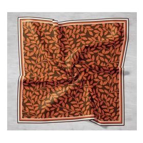 Silk Home 11397-48 Turuncu Yaprak Desenli Tivil İpek Eşarp