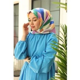 Silk Home 11398-01 Lila-Yeşil Desenli Sura İpek Eşarp