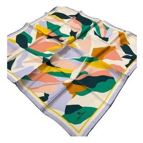 Silk Home 11398-01 Lila-Yeşil Desenli Sura İpek Eşarp