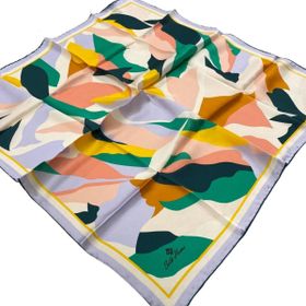 Silk Home 11398-01 Lila-Yeşil Desenli Sura İpek Eşarp